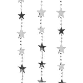 Ghirlandă decor - stele argintii - 2,2 cm x 3 m