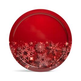 Tavă roșie cu motive de crăciun - metal - 31 cm