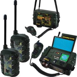 ​Set statie walkie-walkie Iso Trade, cu LED si buton cod morse, 3 persoane, negru